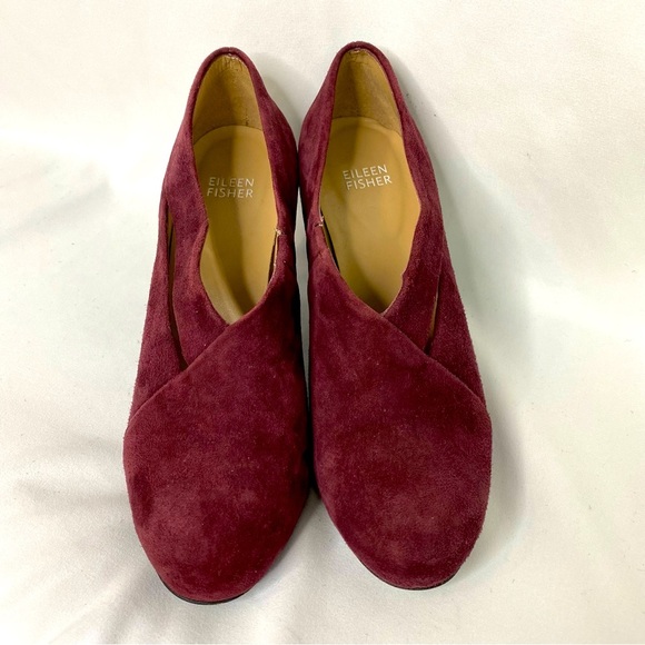 Eileen Fisher Shoes - Eileen Fisher Suede Booties Mulberry Purple Cutout Size 7